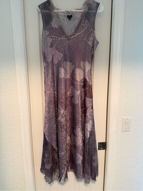 Komarov Dusty Lavender Floral V-Neck Maxi Dress